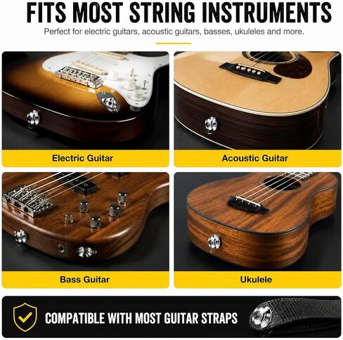 6 Pack Guitar Strap Buttons Compatible with Dunlop Straplok, 360° Rotating Strap Locks for Electric Guitar Bass Acoustic Guitar Ukulele, Metal Strap Lock Buttons with Screws & Washers in Kuwait