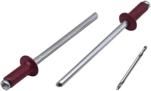 (Pack of 100) Painted Blind Rivets 1/8" x 5/16" (3.2 x 8 mm), Dome Head, DIN 7337, Aluminium Rivets and Steel Mandrel, Pop Rivets, Drill Bit Included, Agate Grey RAL 7038 in Kuwait