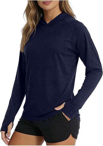 Womens UPF 50+ Sun Protection Shirt Hoodie Long Sleeve Fishing Hiking Hooded UV Shirts Athletic Lightweight Quick Dry Tops in Kuwait
