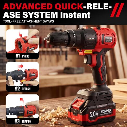 TEENO 20V MAX Power Tool Combo Kit, 10 Tool Cordless Power Tool Set with 2 Batteries, Charger, and Tool Box Included, Brushless Combo Kit for DIY, Home Improvement, and Yard Work in Saudi Arabia