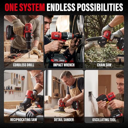 TEENO 20V MAX Power Tool Combo Kit, 10 Tool Cordless Power Tool Set with 2 Batteries, Charger, and Tool Box Included, Brushless Combo Kit for DIY, Home Improvement, and Yard Work in Saudi Arabia