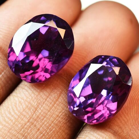 16.23 Ct Natural Alexandrite Oval Cut CERTIFIED Color Change Gemstones Pair in Kuwait