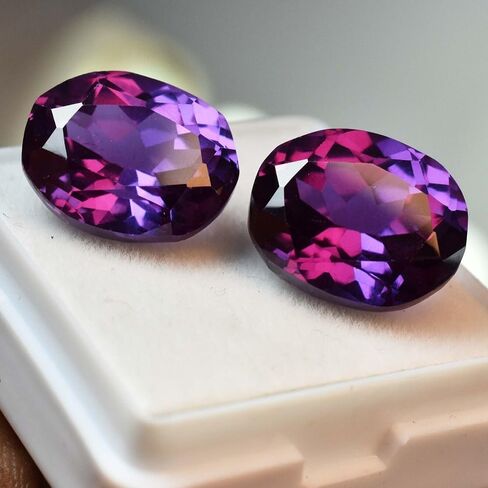 16.23 Ct Natural Alexandrite Oval Cut CERTIFIED Color Change Gemstones Pair in Kuwait