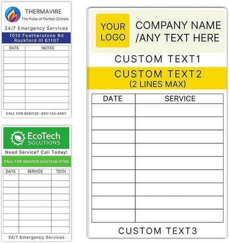 Custom HVAC Maintenance Stickers, Electrical & Plumbing – Durable Waterproof Vinyl Labels, QR Codes, Service Dates, Technician Notes – Indoor/Outdoor Use for Commercial & Industrial Equipment in Kuwait