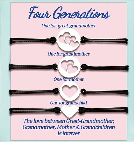 Great Grandma Nana Mom Granddaughter Daughter Gifts Matching Bracelets Set of 3 4 Mothers Day Gifts Grandmother Mother Mommy and Me Love Heart Adjustable (4 Generations) in Saudi Arabia