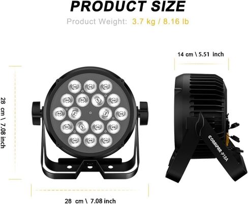 SHEHDS LED Waterproof Par Lights 18x12W,IP65 Outdoor Stage Light RGBWA+UV 6in1 Color Mixing,Wash/Strobe Effect,45°Wash Angle,DMX512 Sound Activated DJ Lights for Church Disco Theater 4 Pack-Upgrade in Kuwait