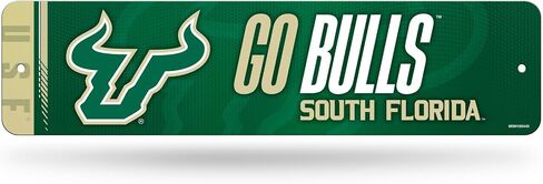 Rico Industries NCAA South Florida Bulls - لافتة شارع معدنية USF "Go Bulls" مقاس 4 × 15 بوصة ديكور منزلي - غرفة النوم - المكتب - كهف الرجل in Kuwait