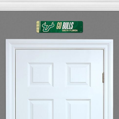 Rico Industries NCAA South Florida Bulls - لافتة شارع معدنية USF "Go Bulls" مقاس 4 × 15 بوصة ديكور منزلي - غرفة النوم - المكتب - كهف الرجل in Kuwait