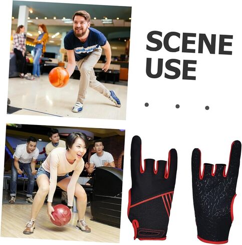 GALPADA Breathable Silicone Anti-Slip Bowling Gloves, Red Outdoor Fingerless Sports Gloves for Gym and Professional Bowling, Size L/XL, 1 Pair in Kuwait