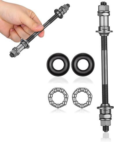 FENICAL Bike Rear Axle Replacement, 18. 5cm / 7. 27inch Bicycle Wheel Bearing Axle with 25mm Wheel Hub Steel Ball, Solid Mountain Bikes Hub Shaft and Washer Kit for DIY Repair in Kuwait
