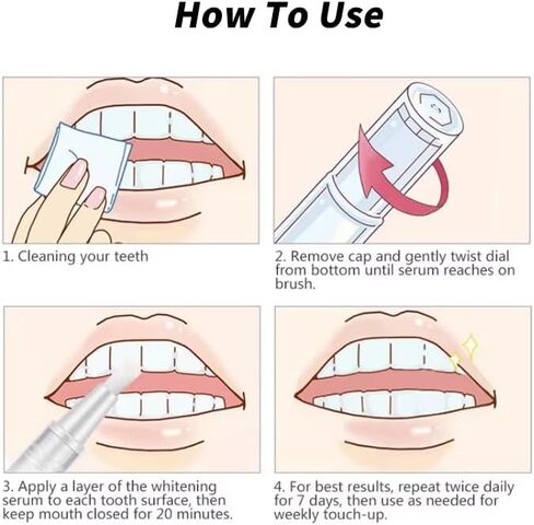 NomadNest Teeth Whitening Pen (4 Pcs) – Painless Teeth Whitener for Sensitive Teeth, Mint Flavor Whitening Gel, Removes Coffee & Tea Stains, Enamel-Safe, Travel-Friendly for a Brighter Smile in Kuwait