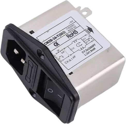 CW2B-10A-T 003 Single-Phase AC Socket Power Filter Anti-Interference 220V Black Switch with Fuse(CW2B-3A-T 003) in Kuwait