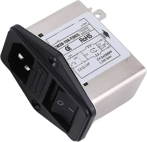 CW2B-10A-T 003 Single-Phase AC Socket Power Filter Anti-Interference 220V Black Switch with Fuse(CW2B-3A-T 003) in Kuwait