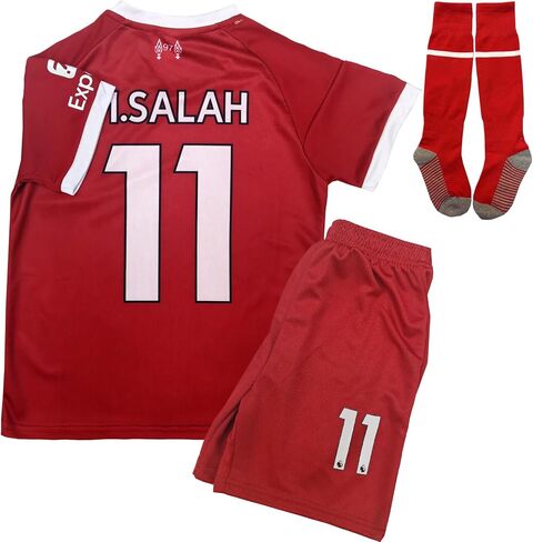 LeenBD Mo 25/26 No #11 Kids Soccer Jersey Shirts Football Futbol Socks Set Youth Sizes (Red, 26 (8-9 Years. Old)) in Saudi Arabia