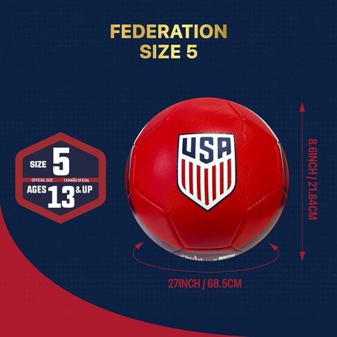 كرة قدم من Icon Sports مرخصة رسميًا من اتحاد كرة القدم الأمريكي USMNT مقاس 5 - لون أحمر فيكتوري in Kuwait