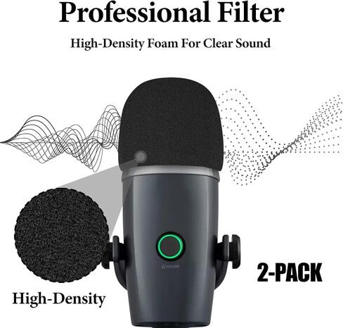 Geekria for Creators Foam Windscreen Compatible with Logitech for Creators Blue Yeti Nano USB Microphone Pop Filter, Mic Wind Cover, Sponge Foam Filter (Black / 2 Pack) in Kuwait