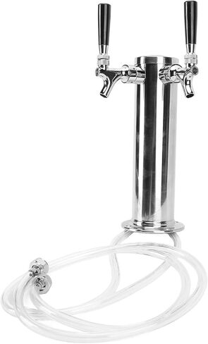 Double Tap Beer Kegerator Tower, Stainless Steel Dual Beer Tower Dispenser with Self Closing Faucet, Pre Assembled Keg Kit for Draft Dispensing Bar Restaurant (Black) in Kuwait