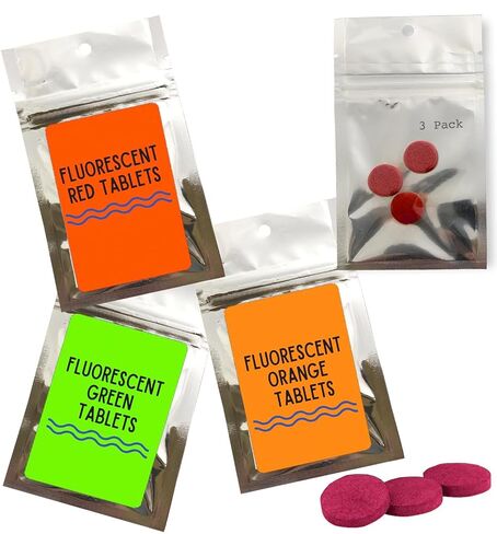 Multi Colored Fluorescent Dye Tablets Water Tracing 3 Pack Green/Red/Orange Bright Visual (Blue Multi) in Kuwait