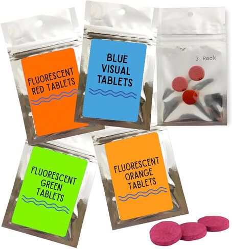Multi Colored Fluorescent Dye Tablets Water Tracing 3 Pack Green/Red/Orange Bright Visual (Blue Multi) in Kuwait
