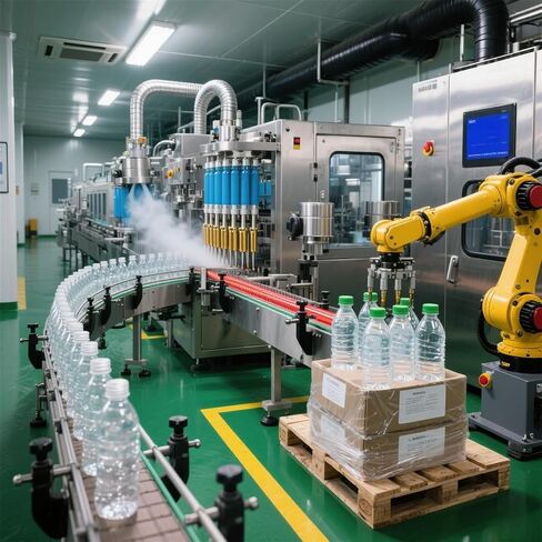 Stainless Steel Automatic Water Filling Line, Full-Auto Water Canning Production System with Low Maintenance, Auto Capping Easy Operation for 500ml-10L Bottles,Auto Capping for 500ml-10L Bottles in Kuwait