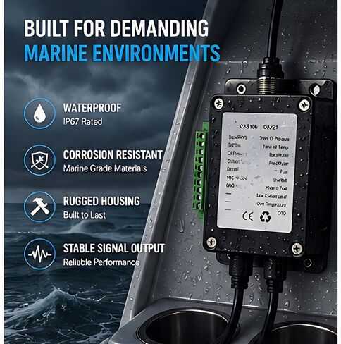 MarineNow CX5106 Single Channel NMEA2000 Converter 0-190 Ohm Up to 13 Sensors Marine Boat Signal Transfer Module Waterproof 9-32V DC Compatible with Fuel Oil Pressure Temp RPM Trim Sensors in Kuwait