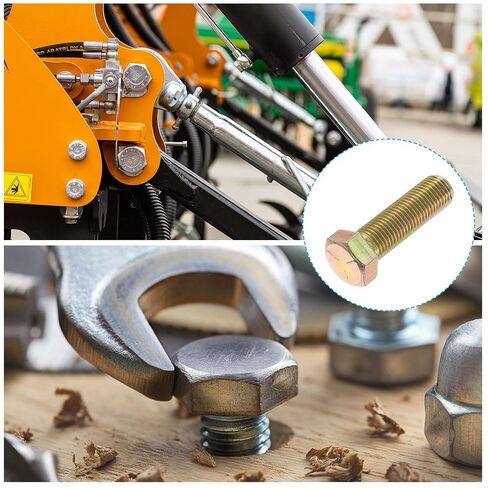 مسامير سداسية من METALLIXITY (7/16-20 × 1-1/2 بوصة) 5 قطع، مطلية بالزنك من الفولاذ الكربوني 8 درجة، خيط رفيع من UNF، محرك سداسي خارجي، مسمار لولبي سداسي الرأس - لإصلاح الأثاث، أصفر in Kuwait