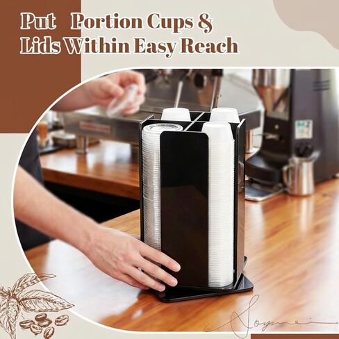 Geetery Rotating Portion Cup and Lid Organizer with 4 Compartments Acrylic Portion Cup Dispenser Holder Carousel Storage for Food Truck Accessories Countertop Coffee Station Restaurant Beverage in Kuwait