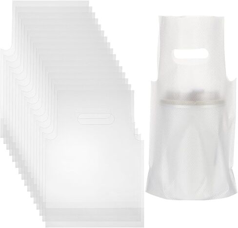 AHANDMAKER 100pcs Clear Drink Containers Bags Plastic Cup Holder 18x25cm Hanging Carry Take Out Beverage Coffee Milk Juice Water for Coffee Shop Restaurant Delivery Bags in Kuwait