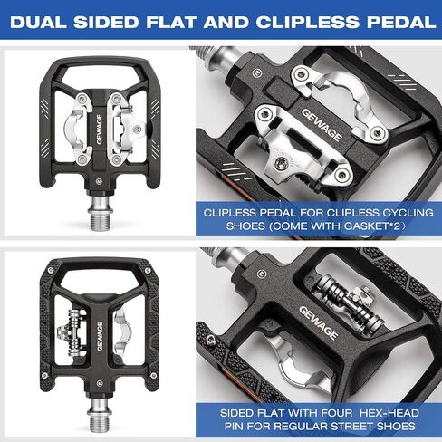 Mountain Bike Pedals Dual Function Sealed Plat & Clip Pedal Compatible with SPD Cleats 9/16"Bicycle Pedals for Road, MTB, and Hybrid Bikes in Kuwait