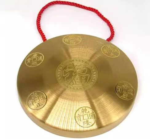 gong Large gong Copper Hand gong 15-30Cm Culture Taiji Gossip Six Emperor Gong Gongxu Wuhuang Er Black Gate to The Door(Color:A,Size:30cm) in Saudi Arabia