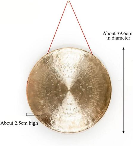 gong Percussion Instruments Authentic gong 40cm Wind Gong - Includes Padded Gong Mallet and Lanyard/Authentic Chinese Style Gong(Color:1,Size:33cm) in Kuwait
