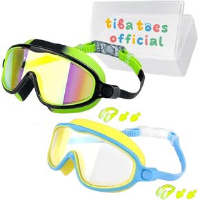 Clip-On Swim Goggles, 180° Wide View Comfort Fit, No Leaks No Fog Anti-UV Shatter Goggles Kids for 3-16 in Saudi Arabia
