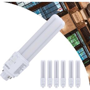 مصباح Satco LED PL 9.5 واط 18 واط/26 واط/32 واط يعادل 3000 كيلو/3500 كيلو/4000 كيلو CCT قابل للتحديد G24q 4-Pin Base Type A الصابورة المعتمدة على عكس الضوء 120-277 فولت الجزء S29856 (6 عبوات) in Kuwait