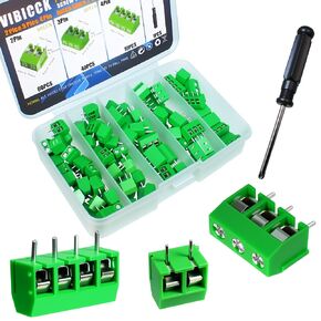 111 قطعة 5 مم/0.2 بوصة مجموعة موصلات الأسلاك الطرفية PCB لوحة توصيل الأسلاك 2-pin، 3-pin، 4-pin PCB تركيب مفك البراغي الأخضر (blue111pcs) in Kuwait