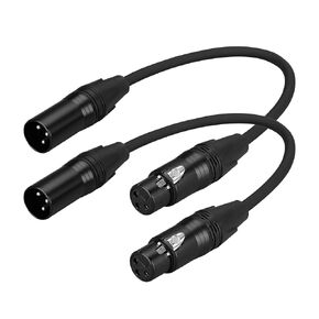 حزمة من 2 كابل XLR قصير بطول 1 قدم (30 سم)، كابل ميكروفون متوازن من ذكر إلى أنثى بثلاثة دبابيس، تصحيح الصوت/سلك تمديد من XLR إلى XLR للميكروفون والخلاط والاستوديو in Kuwait