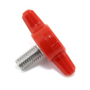 #10-32 x 3/8" Thumb Screw Stainless Steel - Red Tee Wing Plastic Knob - Fine Thread Thumbscrew - Length: 0.375" - Proudly Built in USA (Package of 4) in Kuwait