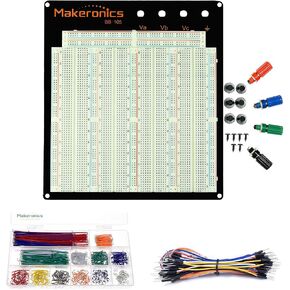 Makeronics Solderless 3220 Breadboard Complete Kit-3220 Tie-Points Experiment Plug-in Breadboard with Aluminum Back Plate +560 U-Shape|65 PCS Pure Copper Jumper Wires for Prototyping Circuit/Arduino in Saudi Arabia