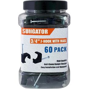 (60 Pack) SUNGATOR 1/2 Inch Pex J-Hook with Nails, Black Half Clamps, 1/2" J Clamps for Pex Pipe Support, 1/2" J-Hook Pipe Hanger Suitable for Wall Mount Pipe Tubing Fixture in Saudi Arabia