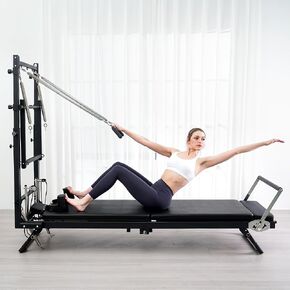 Cofiyard Pilates Reformer، آلة بيلاتيس إصلاحية مقاس 92 بوصة مع برج، معدات بيلاتيس قابلة للتعديل للتمرين المنزلي، تتضمن برج بيلاتيس، لوحة قفز in Kuwait