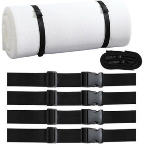 4 Pack Heavy Duty Adjustable Nylon Tie Down Straps with Quick-Release Buckles Yoga Mat Straps for Camping Gear Moving Luggage Mattress & Outdoor Equipment Multi-Purpose Securing Strap (Black-4Pcs) in Saudi Arabia