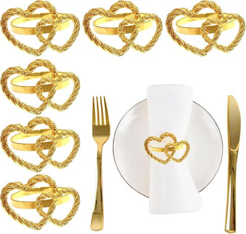6 pcs Napkin Rings Metal Alloy Gold Heart Napkin Ring for Wedding Valentines Day Anniversary Dinner Party Table Decoration Daily Use in Kuwait