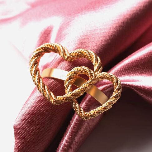 6 pcs Napkin Rings Metal Alloy Gold Heart Napkin Ring for Wedding Valentines Day Anniversary Dinner Party Table Decoration Daily Use in Kuwait