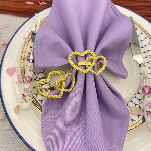 6 pcs Napkin Rings Metal Alloy Gold Heart Napkin Ring for Wedding Valentines Day Anniversary Dinner Party Table Decoration Daily Use in Kuwait