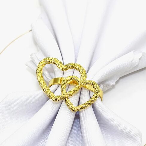6 pcs Napkin Rings Metal Alloy Gold Heart Napkin Ring for Wedding Valentines Day Anniversary Dinner Party Table Decoration Daily Use in Kuwait
