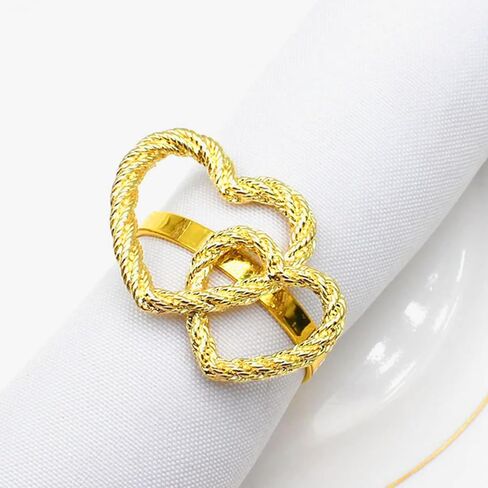 6 pcs Napkin Rings Metal Alloy Gold Heart Napkin Ring for Wedding Valentines Day Anniversary Dinner Party Table Decoration Daily Use in Kuwait