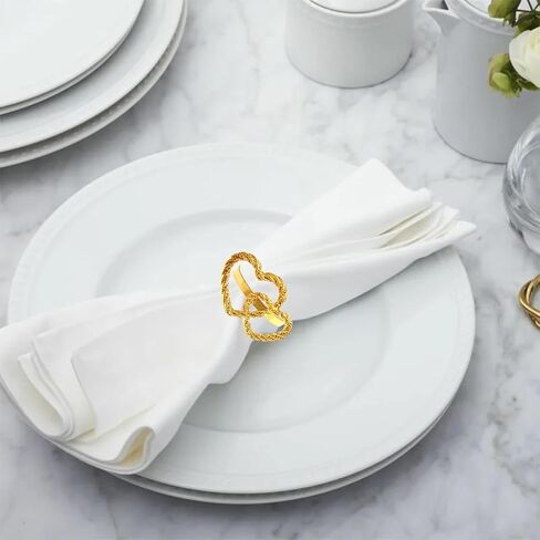 6 pcs Napkin Rings Metal Alloy Gold Heart Napkin Ring for Wedding Valentines Day Anniversary Dinner Party Table Decoration Daily Use in Kuwait