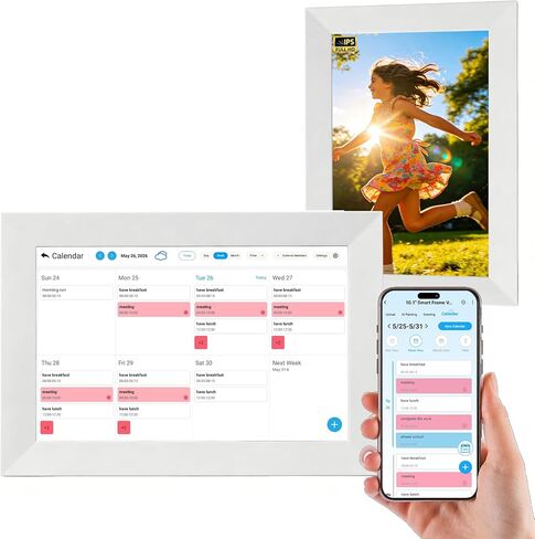 10.1" Digital Picture Frame, Auto-Rotate, Remote Share via APP | 1280*800 HD IPS Touch Screen Electronic Picture Frame, WiFi Smart Digital Calendar with AI-Generated Images in Saudi Arabia