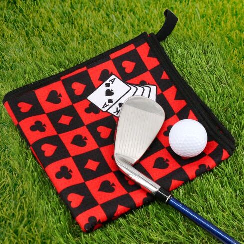 Myartte Poker Royal Flush Microfiber Golf Towel Waffle Weave Towel for Cleaning Clubs & Balls for Men & Women Golfer (31.5" x 15.8" Red) in Saudi Arabia