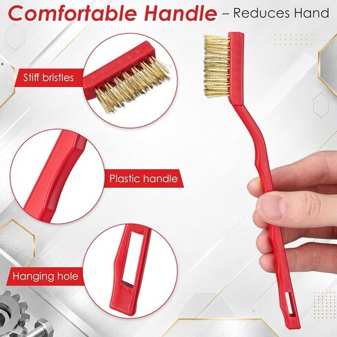 Reallnaive 150 Pcs Mini Wire Brush Set 7 Inch Stainless Steel Nylon Brass Brush Set with Reliable Curved Handle Detail Cleaning Scratch Brushes for Cleaning Metal Welding Slag Rust Paint in Kuwait