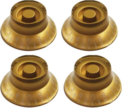 4pcs LP Top Hat Guitar Knobs, Tone & Volume Control Knobs for LP Style Electric Guitars, 18 Spline Fit US Standard Guitar Potentiometers, Gold with White. in Kuwait